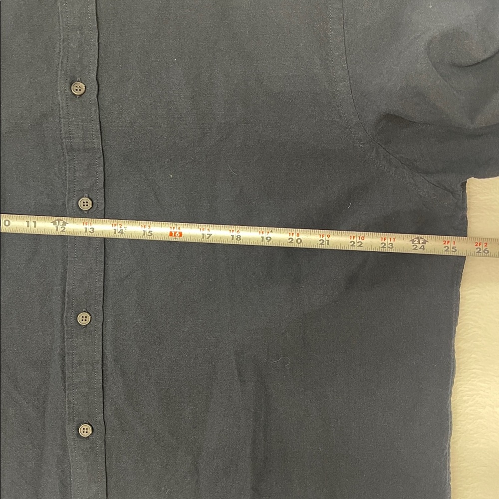 Banana Republic Untucked Fit Linen Long Sleeve Button Shirt Navy Blue Sz XL - Picture 5 of 6